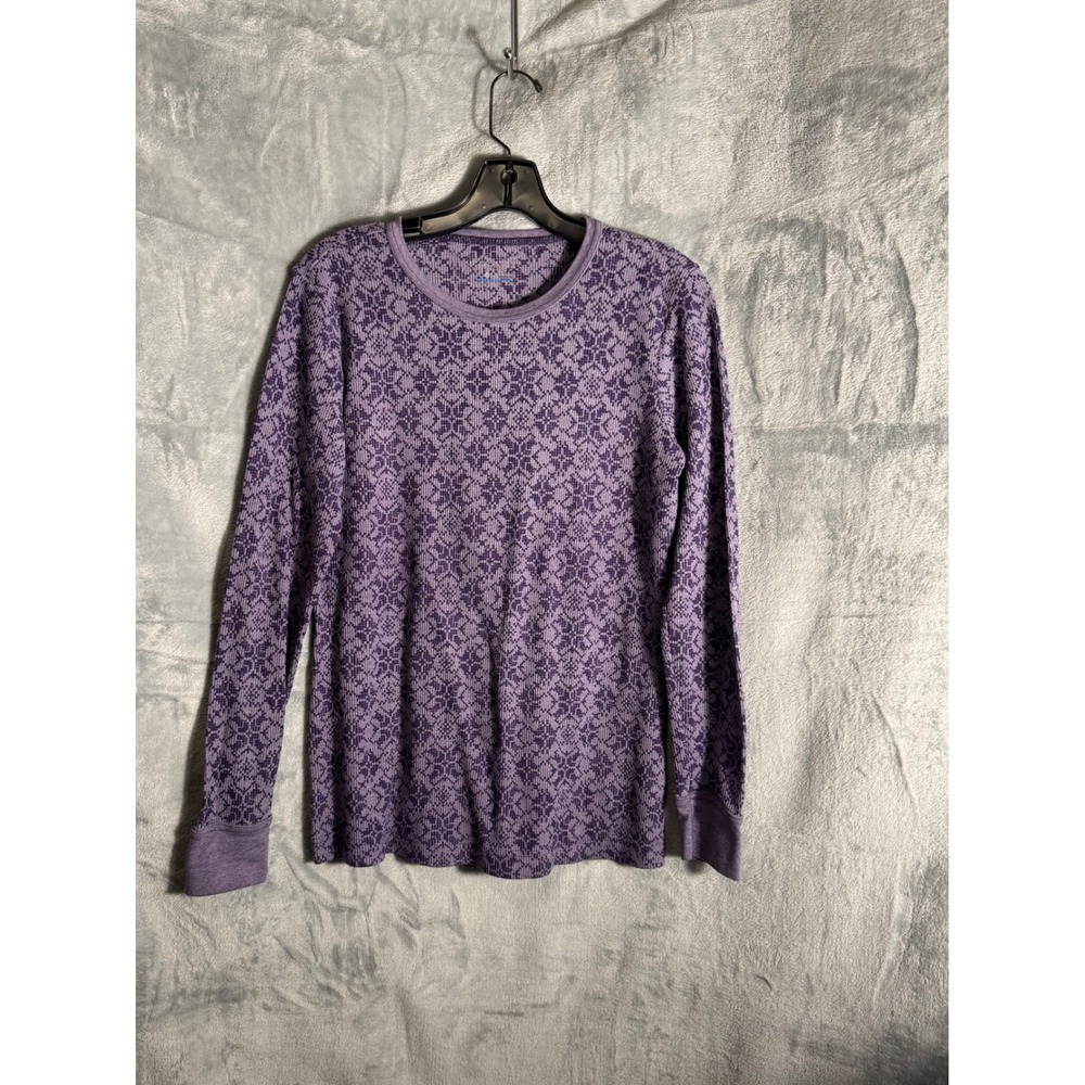 Columbia Omni-Wick Purple Fair Isle Waffle Knit Thermal Top Womens XL